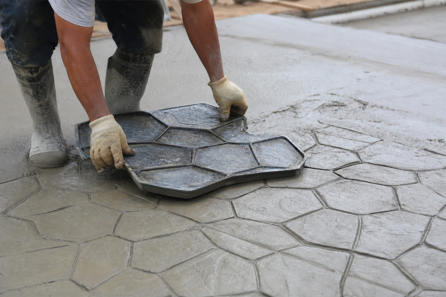 Baskı beton zemin desen uygulaması dekoratif beton